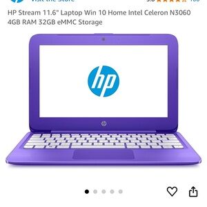HP Stream 11.6" Laptop Win 10 Home Intel Celeron N3060 4GB RAM 32GB eMMC Storage
